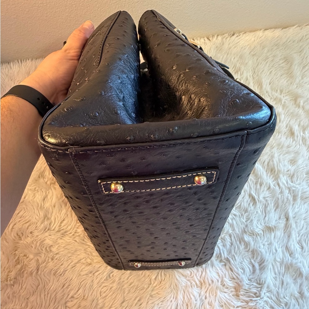 Dooney & Bourke Black Ostrich texture Leather Handbag - Picture 15 of 15